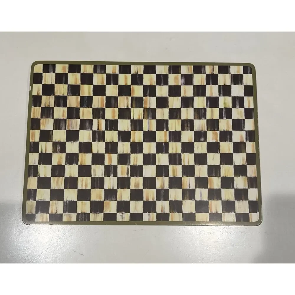 MacKenzie-Childs Courtly Check Cork Back Placemats Set of 6 Black Yellow White
